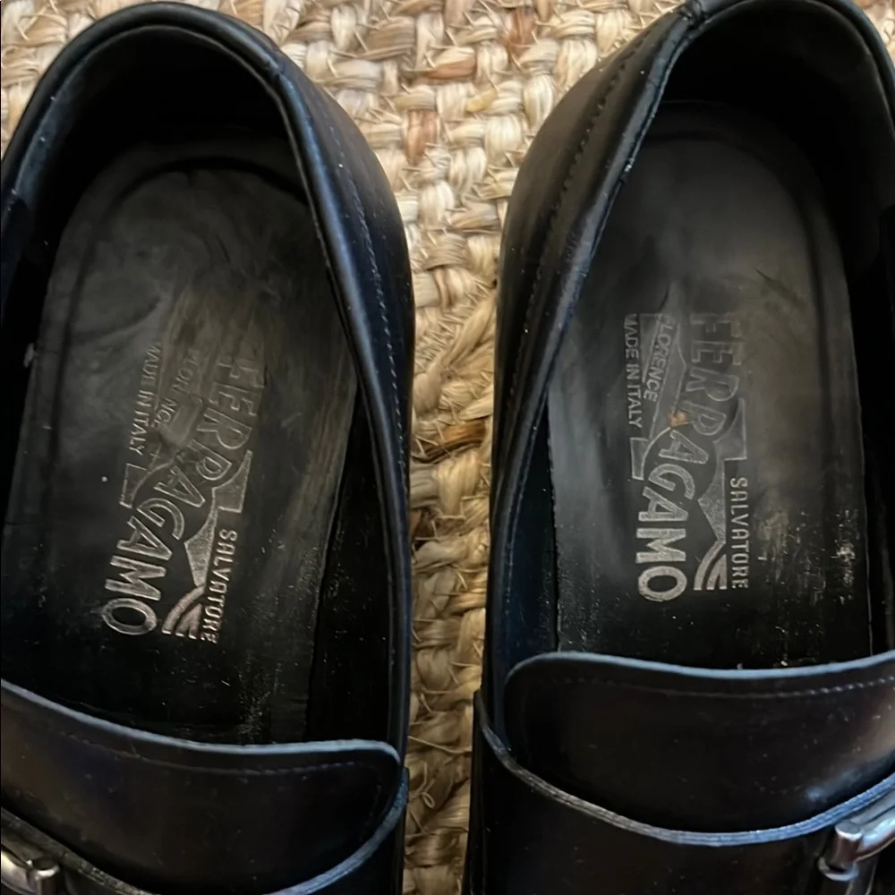 Salvatore Ferragamo Black Leather Loafers with Buckle - Picture 3 of 7